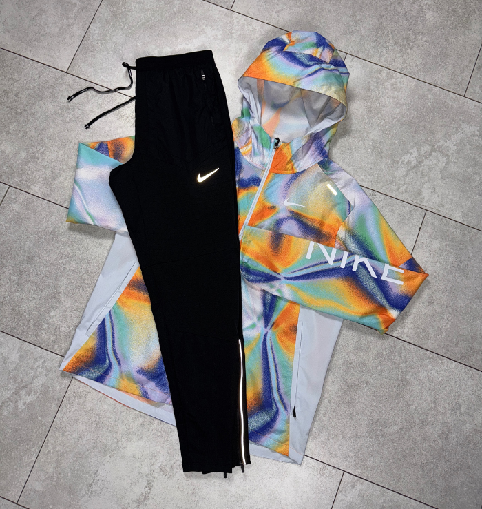 Nike Rainbow Windrunner Jacket & Black Nike Phenom Pants Set