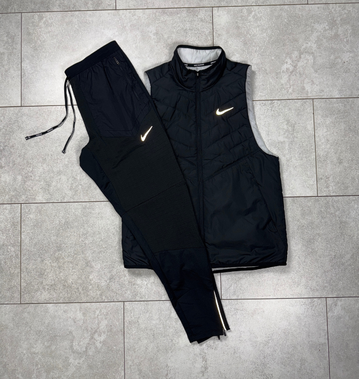 Nike Black Aerolayer Gilet & Black Nike Phenom Pants Set