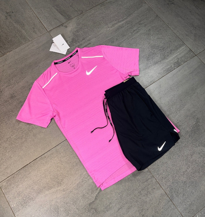 Nike Miler & Flex Shorts Set 'Playful Pink/Black'