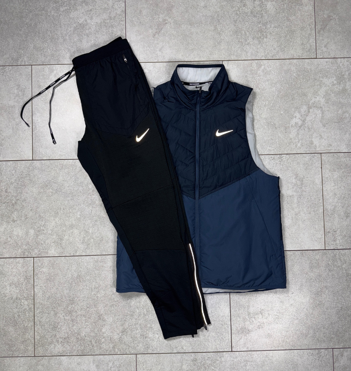 Nike Navy Aerolayer Gilet & Black Nike Phenom Pants Set