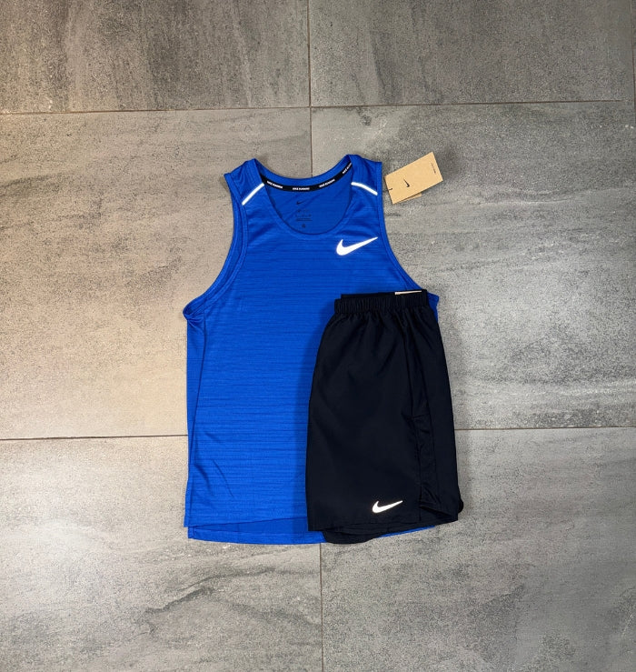 Nike Miler Vest & Challenger Short Set 'Royal Blue/Black'