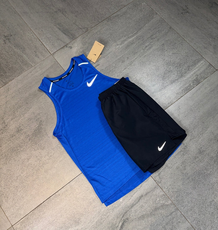 Nike Miler Vest & Challenger Short Set 'Royal Blue/Black'