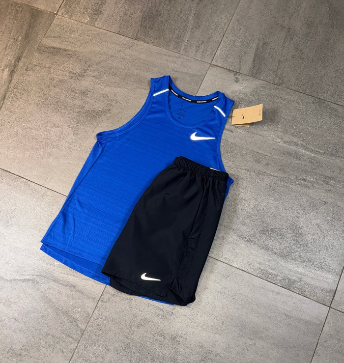 Nike Miler Vest & Challenger Short Set 'Royal Blue/Black'