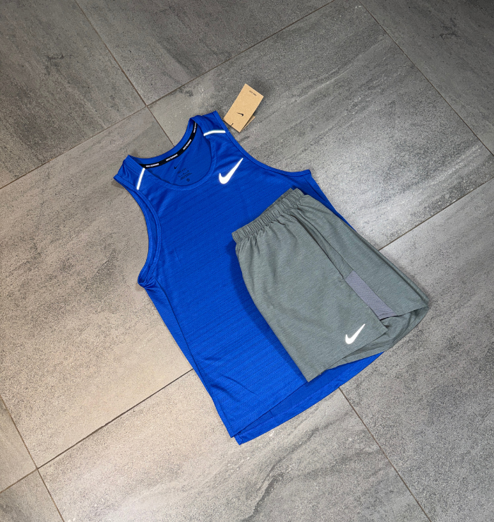 Nike Miler Vest & Challenger Short Set 'Royal Blue/Grey'