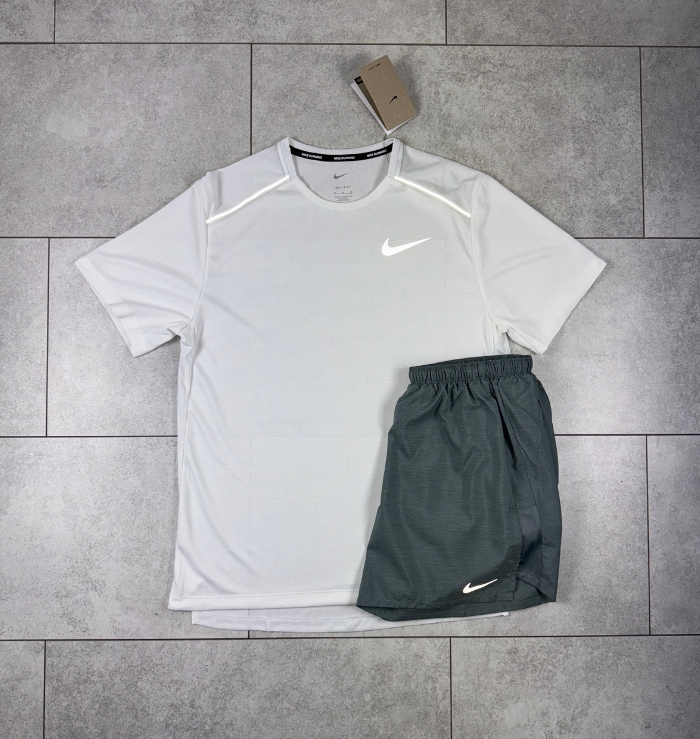 Nike Miler White & Grey Short Set