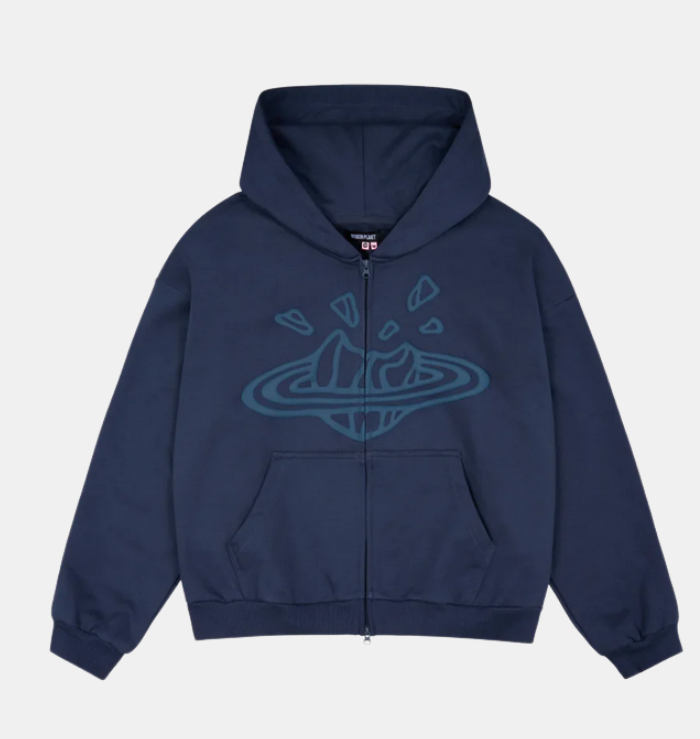 Broken Planet Market Deep Navy Zip-Up Hoodie