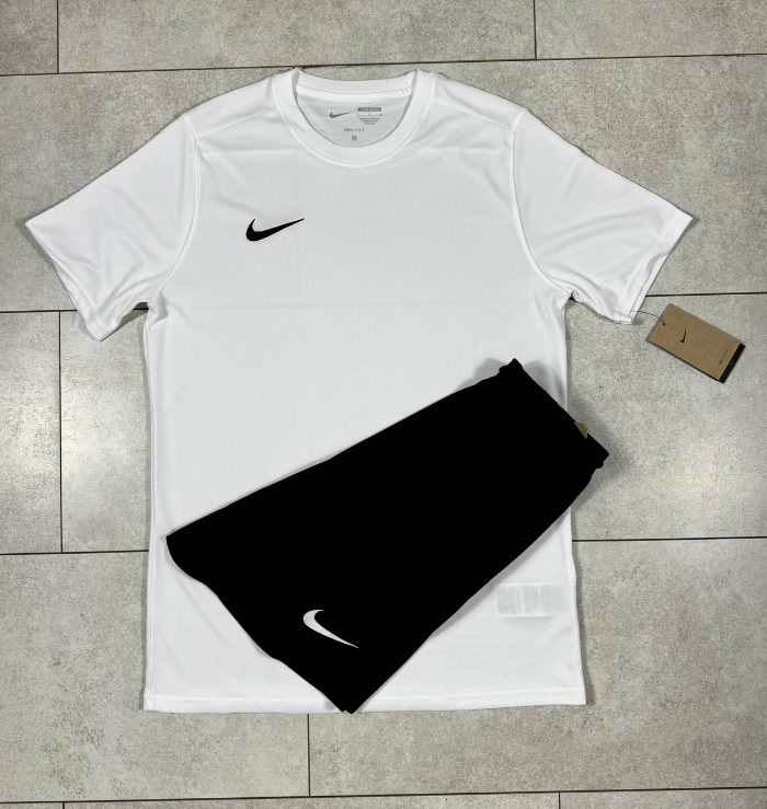 Nike Dri-Fit White & Black Short Set