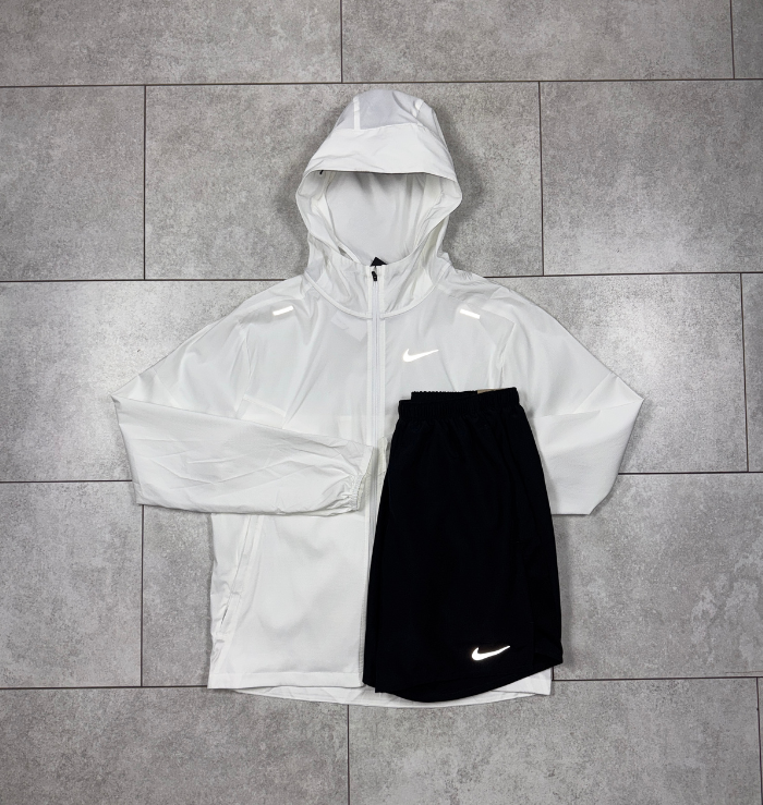 Nike White Windrunner Jacket & Black Challenger Short Set