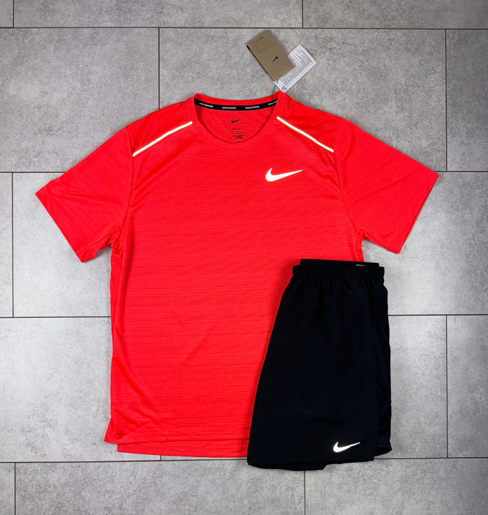 Nike Miler Bright Crimson & Black Short Set