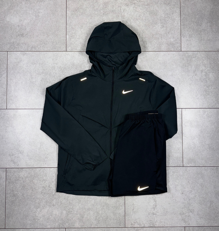 Nike Repel Black Windrunner Jacket & Black Short Set