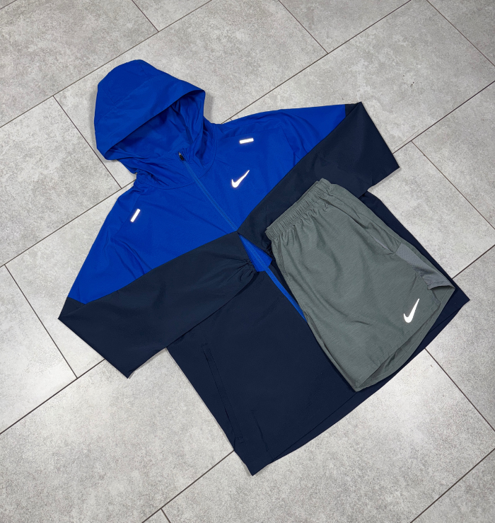 Nike Royal Blue Windrunner Jacket & Grey Short Set