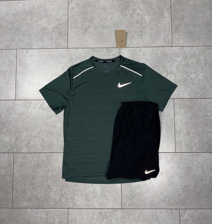 Nike Miler Vintage Green & Black Short Set