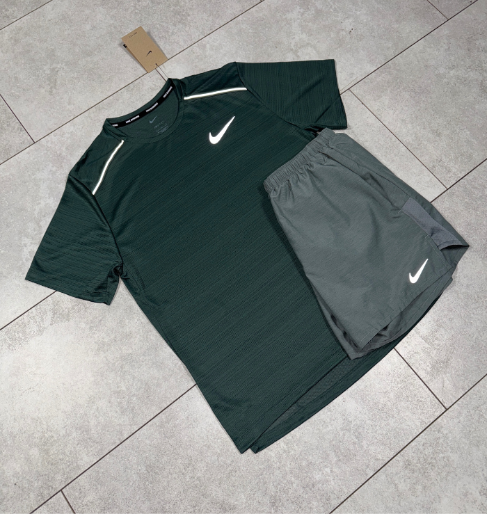 Nike Miler Vintage Green & Grey Short Set