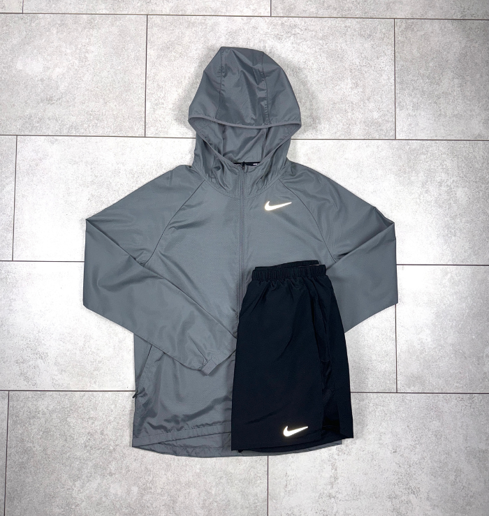 Nike Grey Windrunner Jacket & Black Short Set