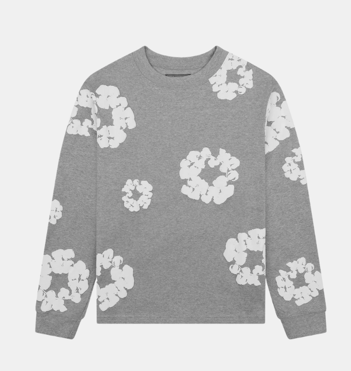 denim tears ロンT グレー Sサイズ Denim Tears The Cotton Wreath Grey Long-Sleeve T-Shirt