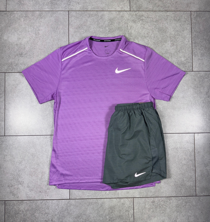 Nike Miler Rush Fuschia & Grey Short Set