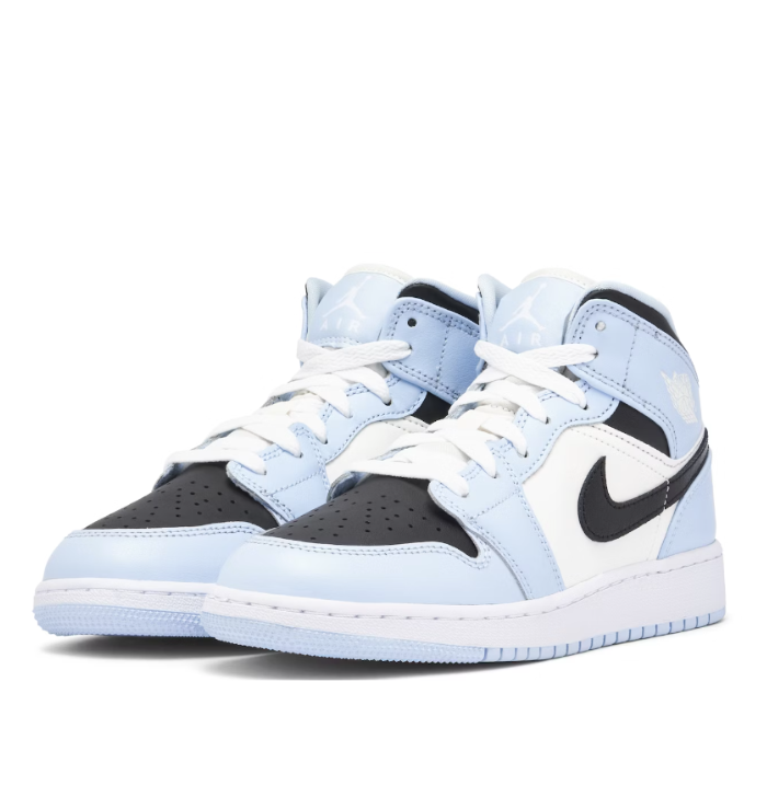 Nike Air Jordan 1 Mid 'Ice Blue' (GS) front side view
