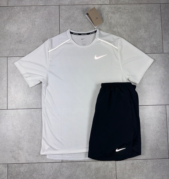 Nike Miler White & Black Short Set