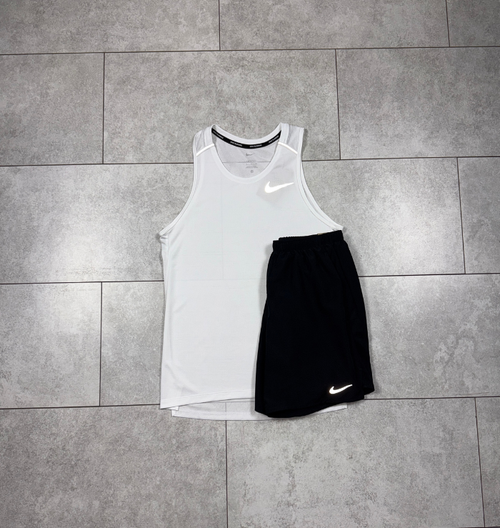 Nike Miler White Vest & Black Short Set