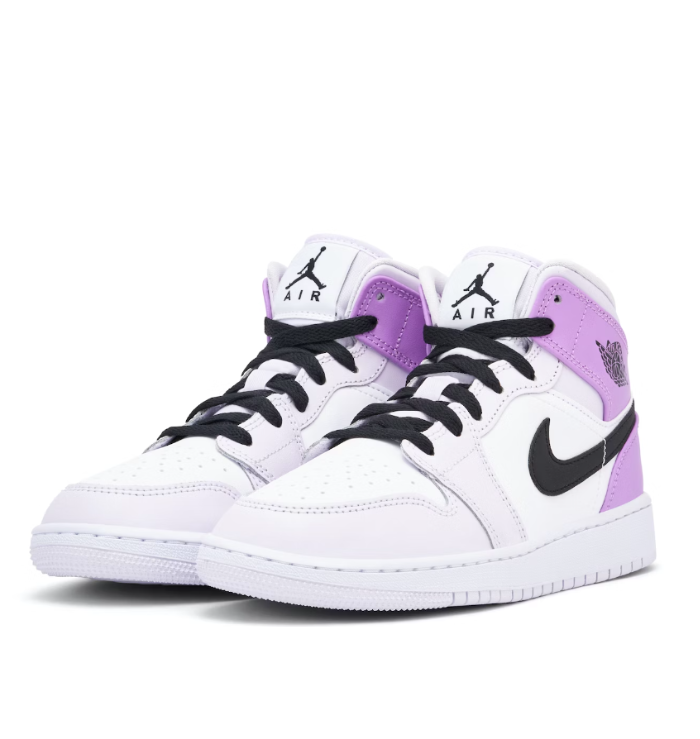 Nike Air Jordan 1 Mid 'Barely Grape' (GS) front side view