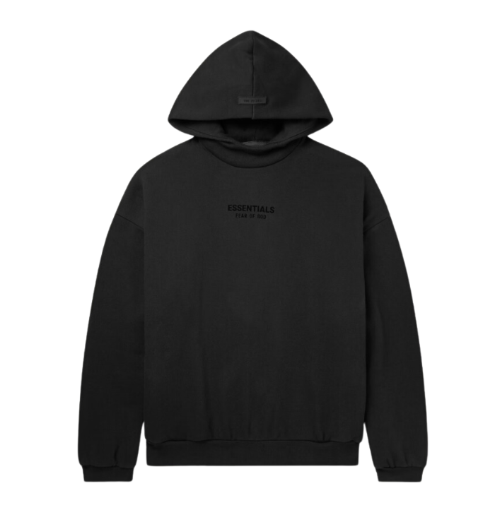 Fear of God Essentials Hoodie 'Jet Black' (FW23) front view