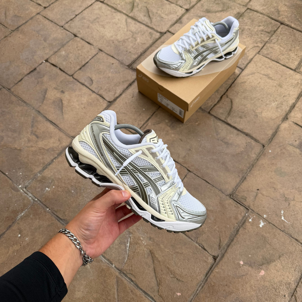 ASICS Gel-Kayano 14 White Ivory trainer detailing