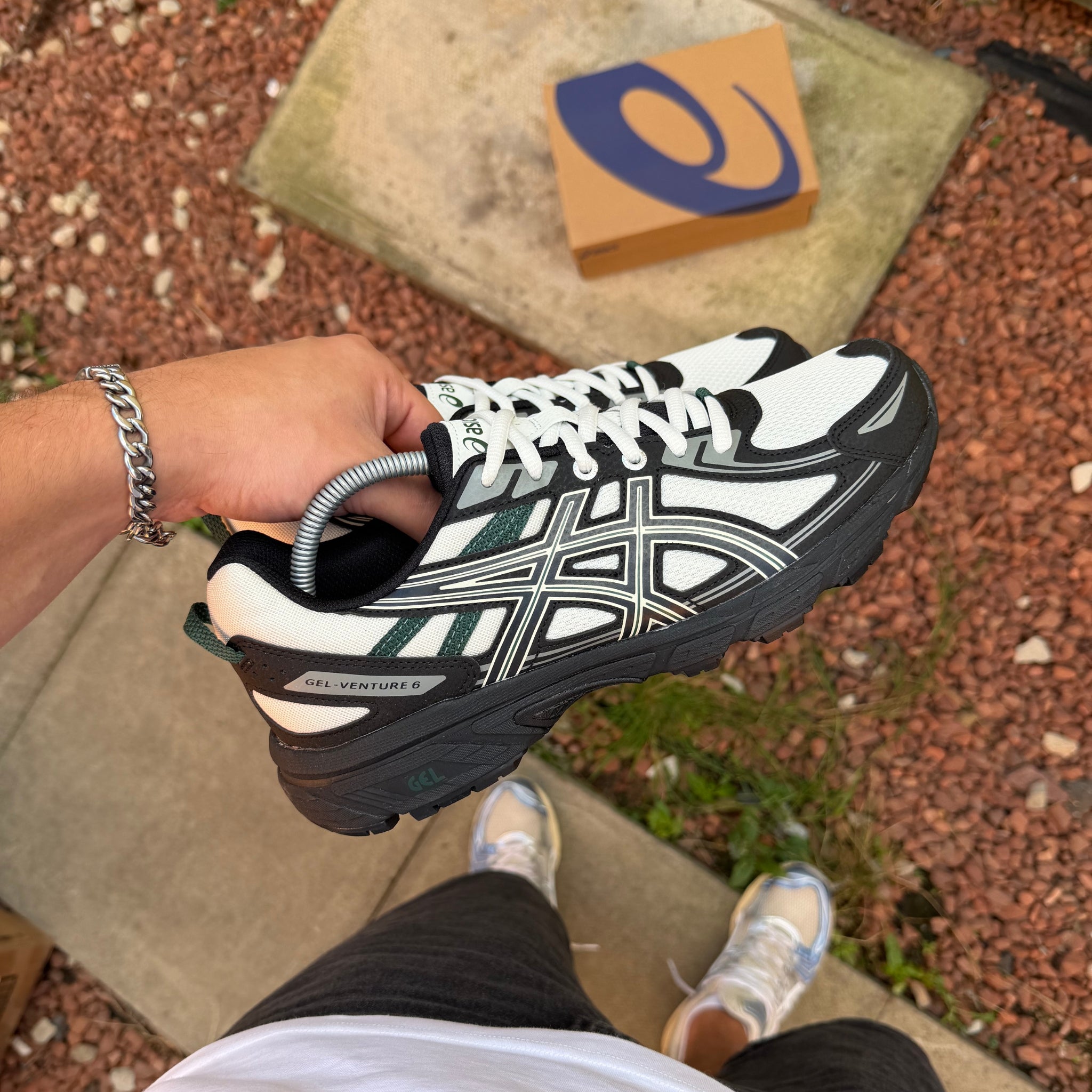 Side view of ASICS Gel-Venture 6 Lake Grey trainers
