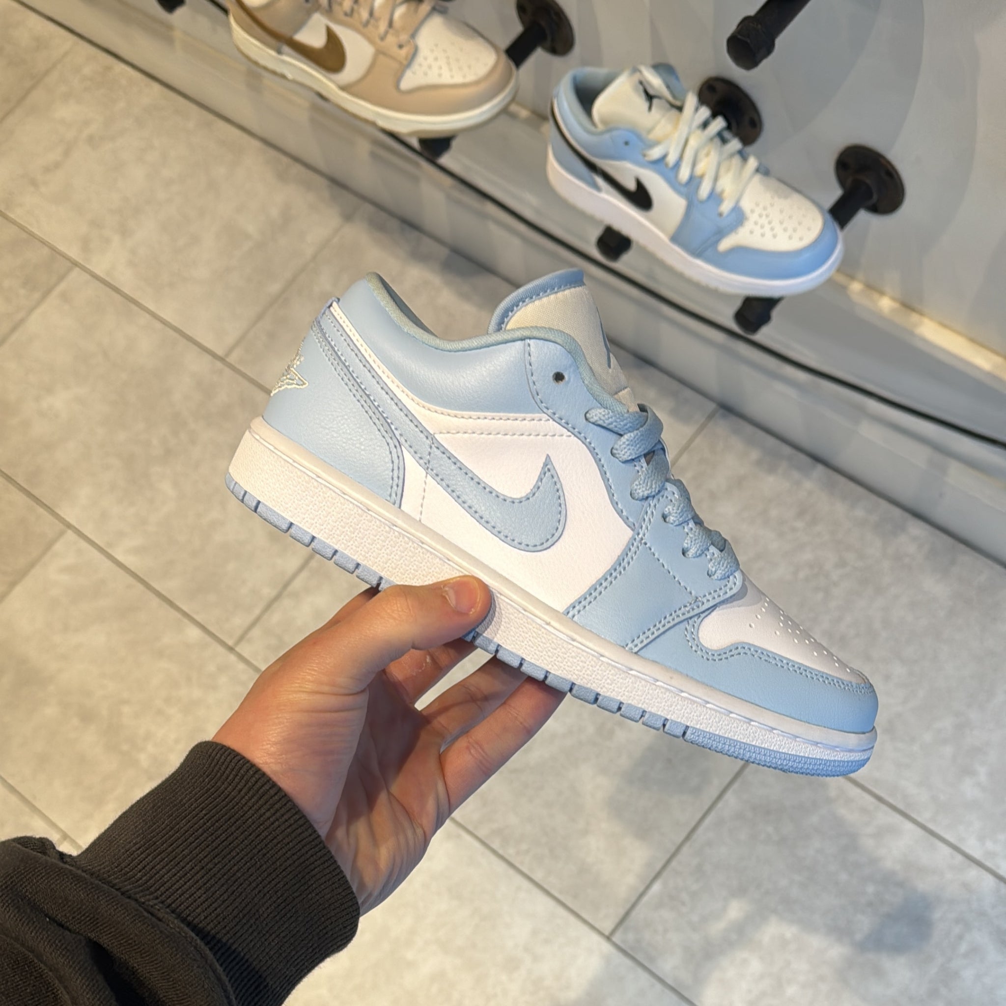 Nike Air Jordan 1 Low Aluminum women's trainers angled view