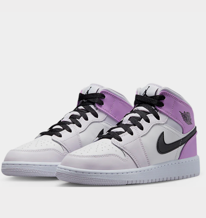Nike Air Jordan 1 Mid Barely Grape GS trainers pair