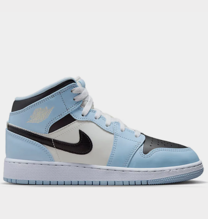 Nike Air Jordan 1 Mid Ice Blue GS trainers side view