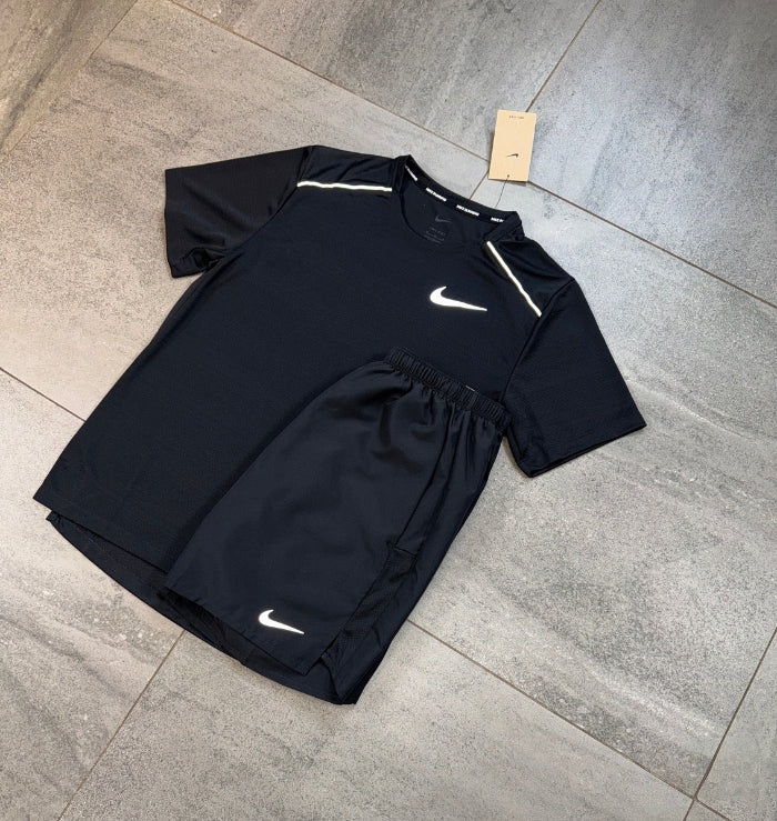 Black Nike running T-shirt and shorts set