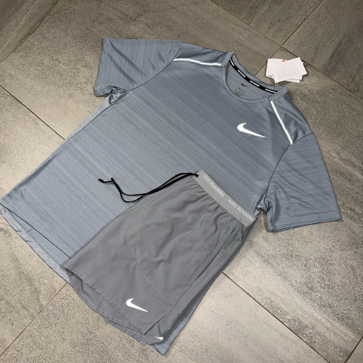 Nike Cool Grey Miler Top and Grey Flex Stride Shorts