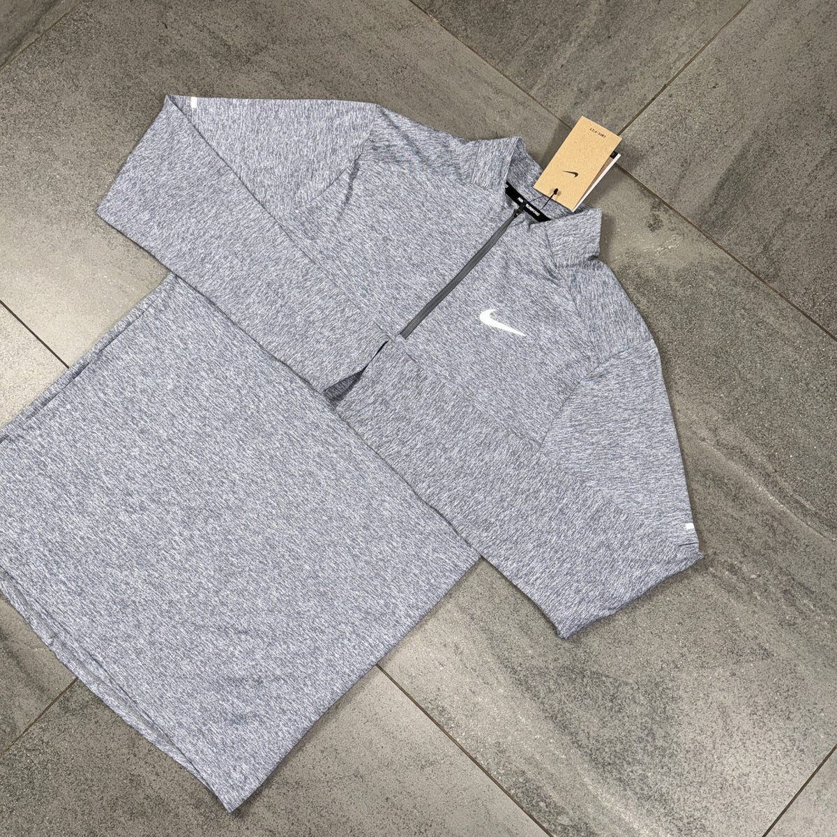Nike Grey 1/4 Zip Running Top displayed flat