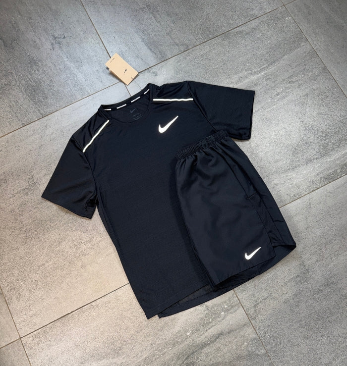 Nike Miler T-Shirt with Challenger Shorts in Black