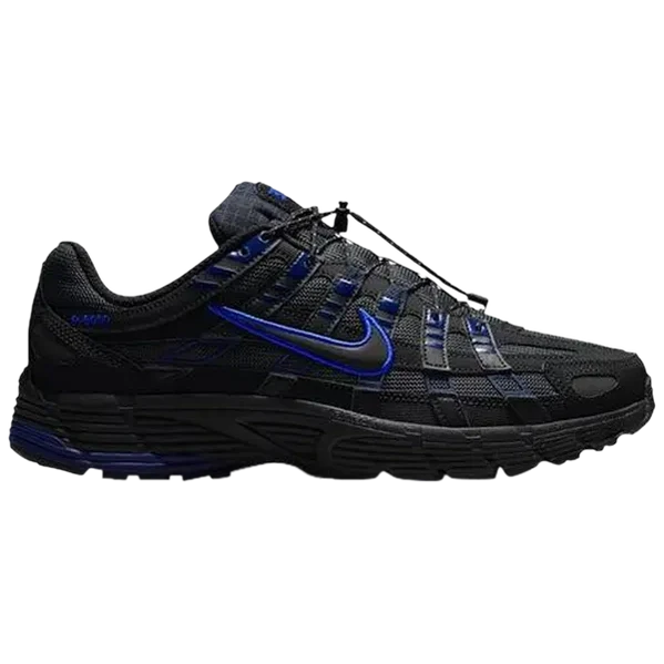 Nike P-6000 Black Anthracite Blue Void black and blue trainers side view