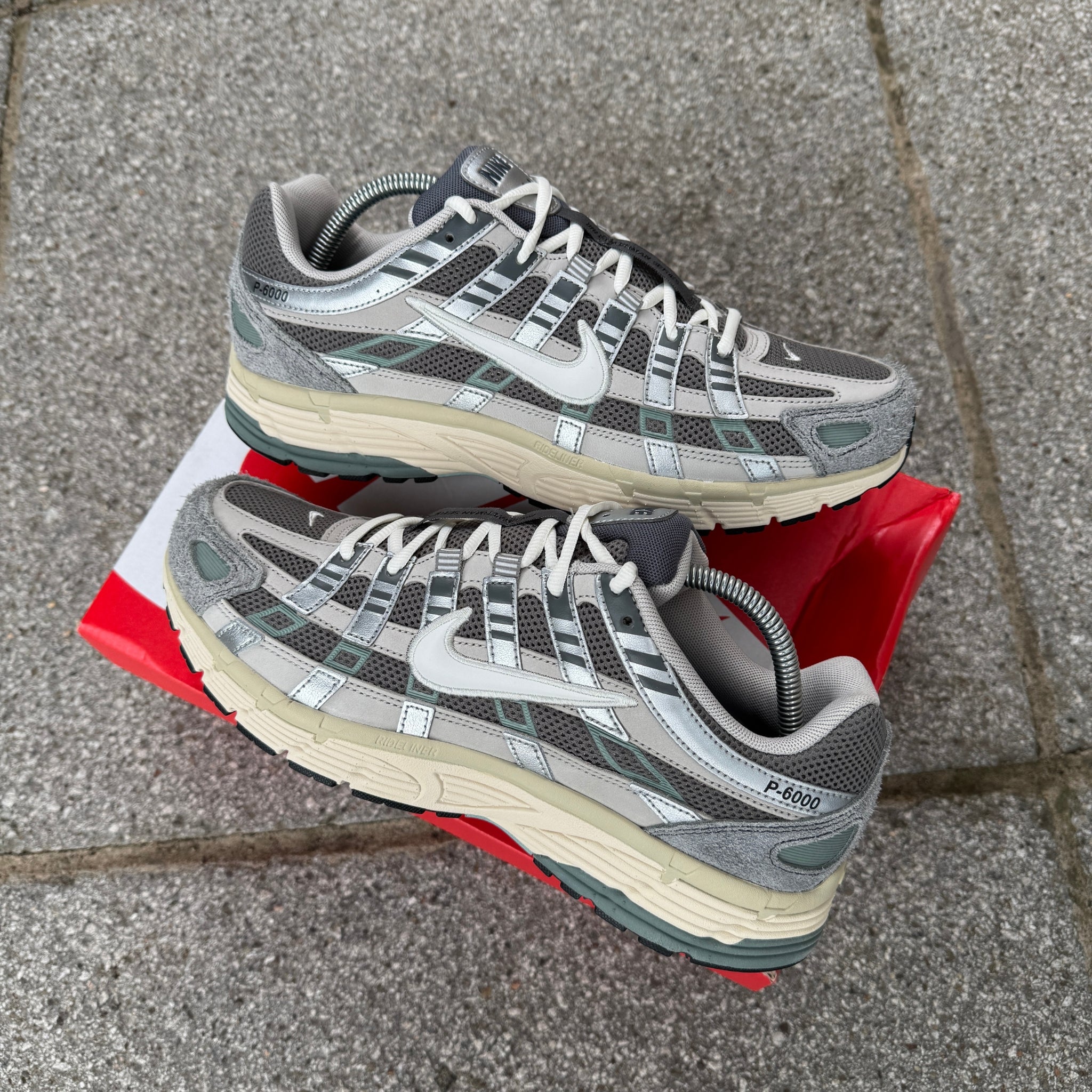 Nike P-6000 Flat Pewter trainers side view