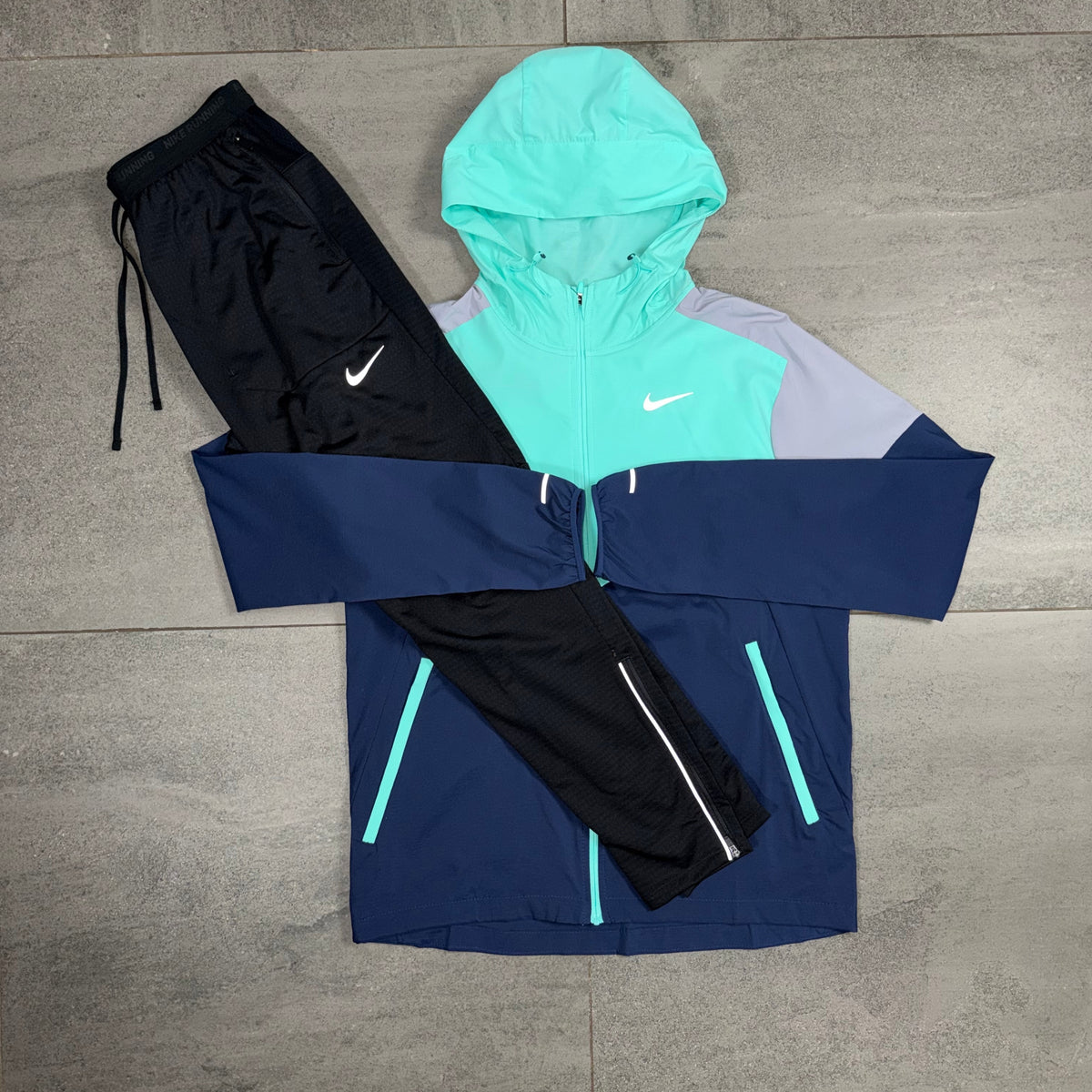 Nike Windrunner and Phenom Pants Hyper Turquoise Black full set